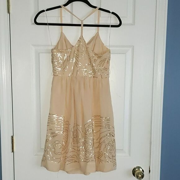 Johnny Martin cream tan sequin dress Sz 5 - Picture 4 of 6